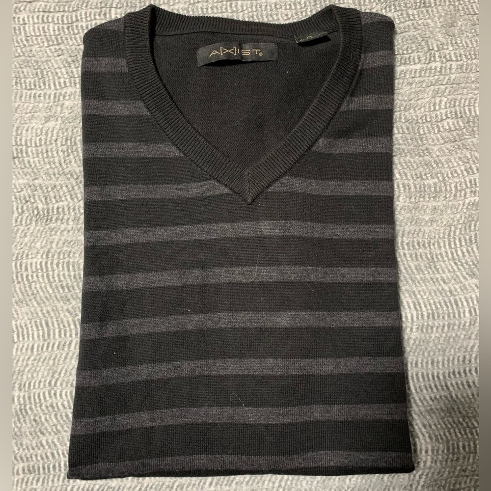 3/$10 Men’s AXIST Striped Black & Gray Sleeveless Sweater Vest Size EXTRA LARGE